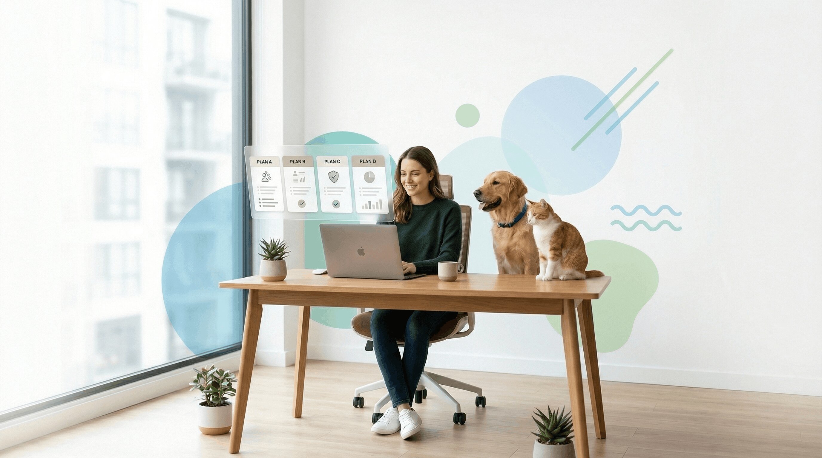 woman comparing pet insurance plans online